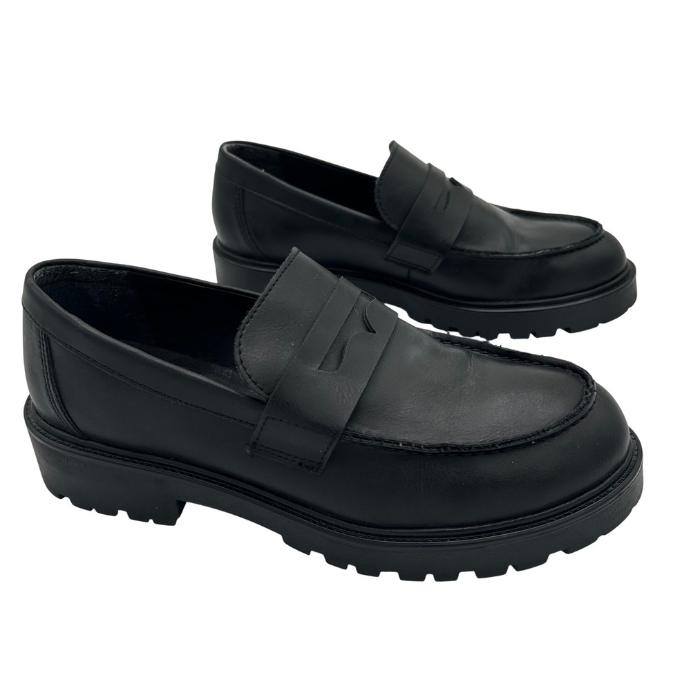 Steve Madden Chunky Black Lug Sole Penny Loafers Platform Shoes LELN01S1 Size 8M